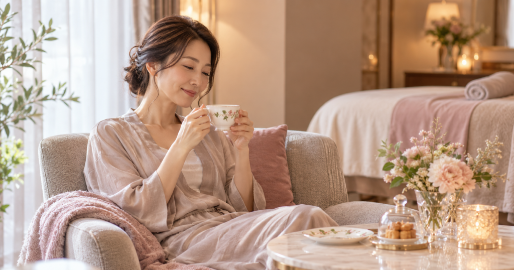 和らぎ庵かのんで約160分の時間を過ごす女性